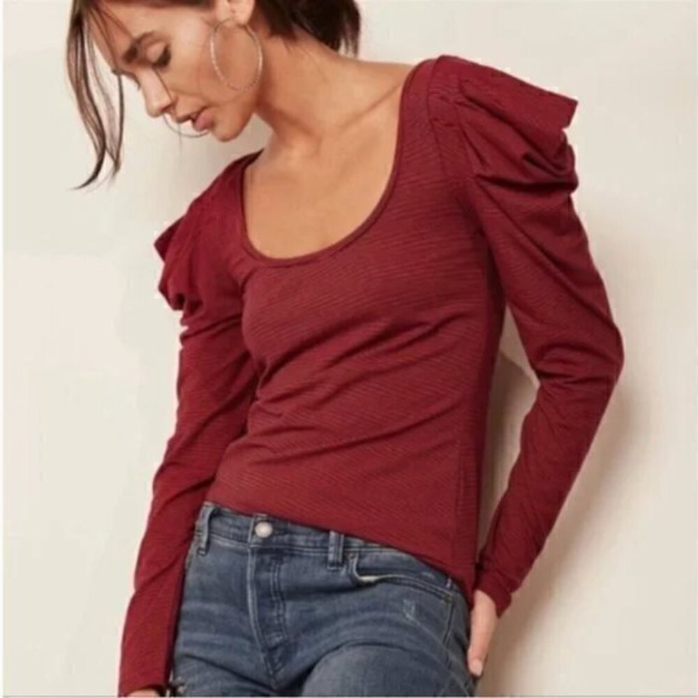 Free People Penelope Puff Long Sleeve Shirt Size L